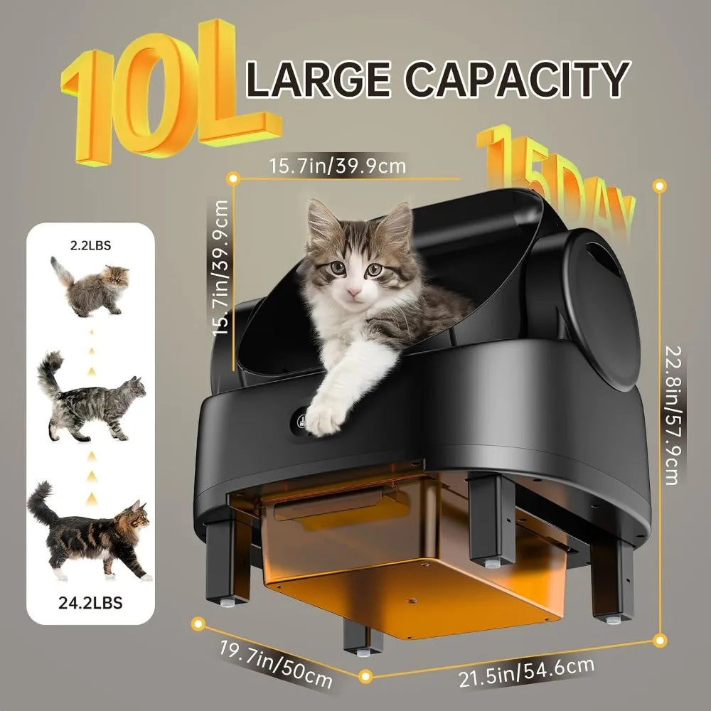 Large Open-Top Automatic Self-Cleaning Cat Litter Box, Smart APP Control, For Multiple Cats, Custom