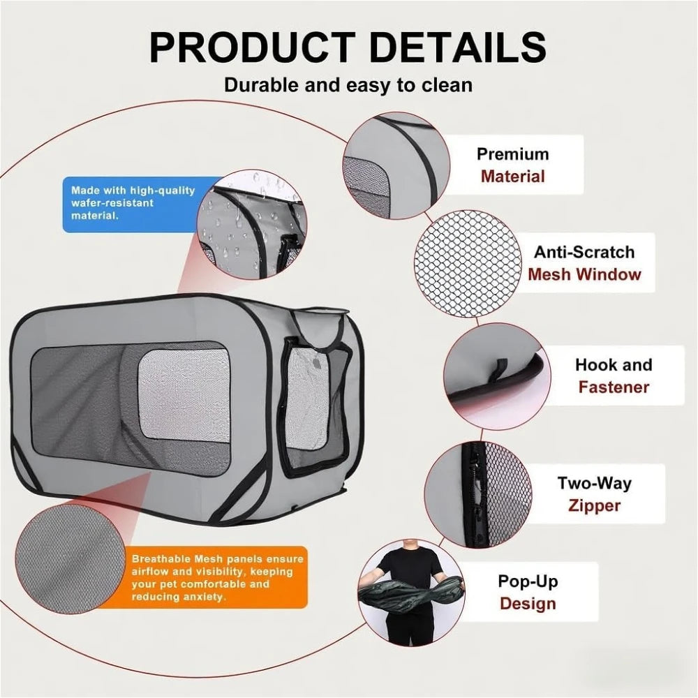 Large SUV Car Trunk Pet Carrier Foldable Dog Crate Pop Up Breathable Mesh Waterproof Tent for Dogs Cats Travel Camping Outdoor