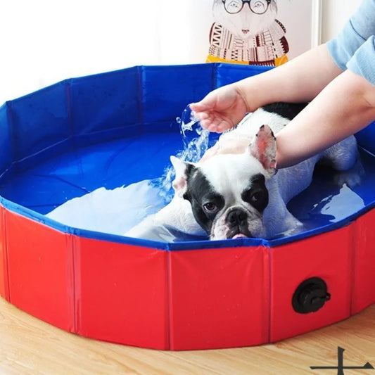 Pet Foldable Pool Cat Dog Bath Swimming Pool Portable Pool with Drain Valve Outdoor Dog Bathing Tub Cat Litter Box Pet Cleaning