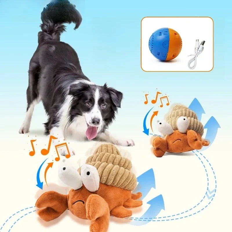 Dog toy plush vibrating ball pet voice automatic walking dancing crab cat dog toy fun interaction rechargeable pet toy for dog