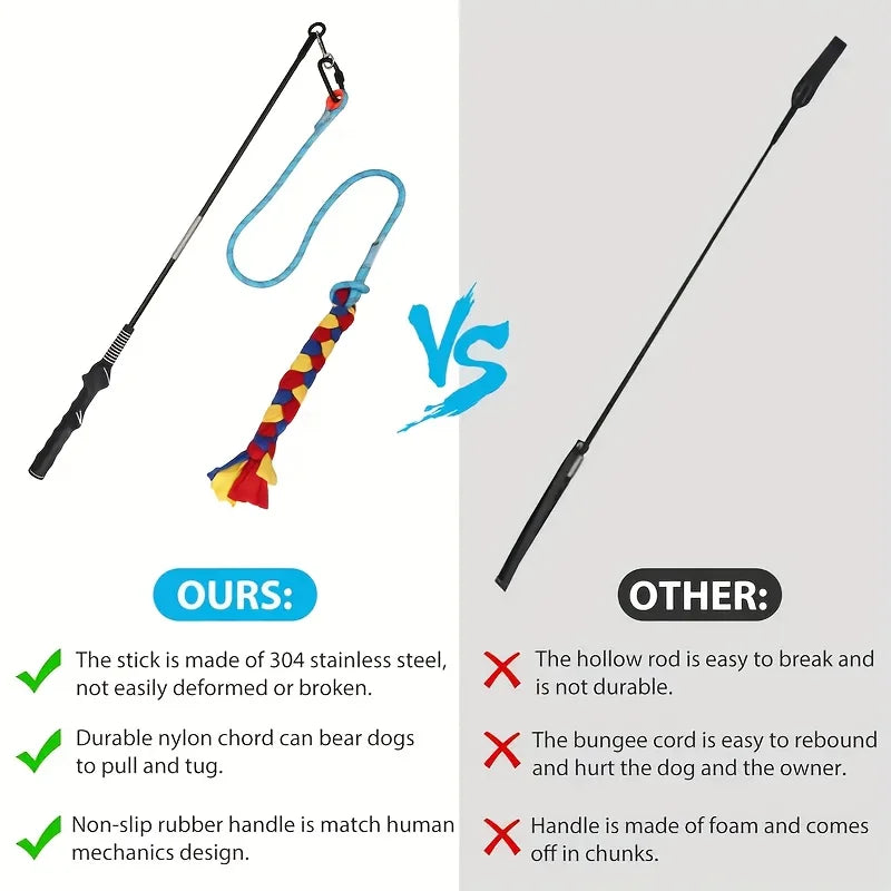 Dog training and flirting stick, a chasing and chewing toy used for exercise and emotional interaction.