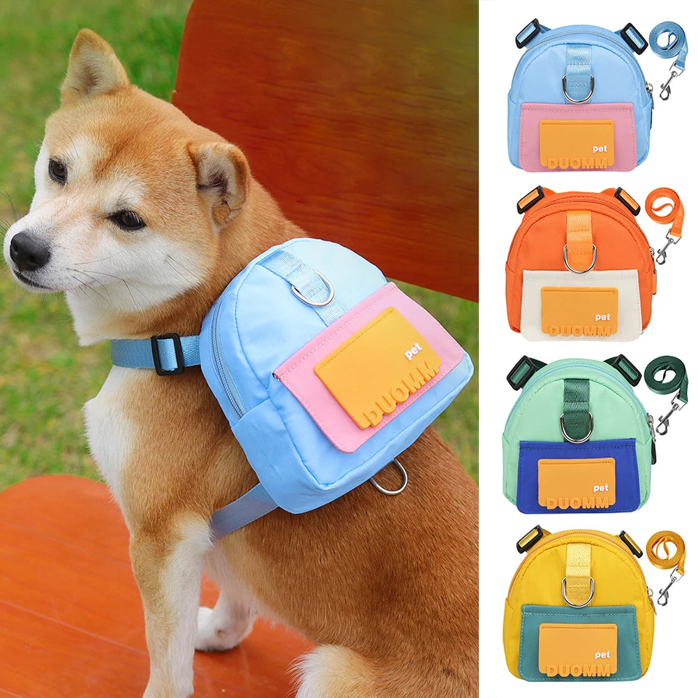 Harness and Backpack Set, Escape Proof No Pull Pet Vest with Leash for Walking Hiking Travel