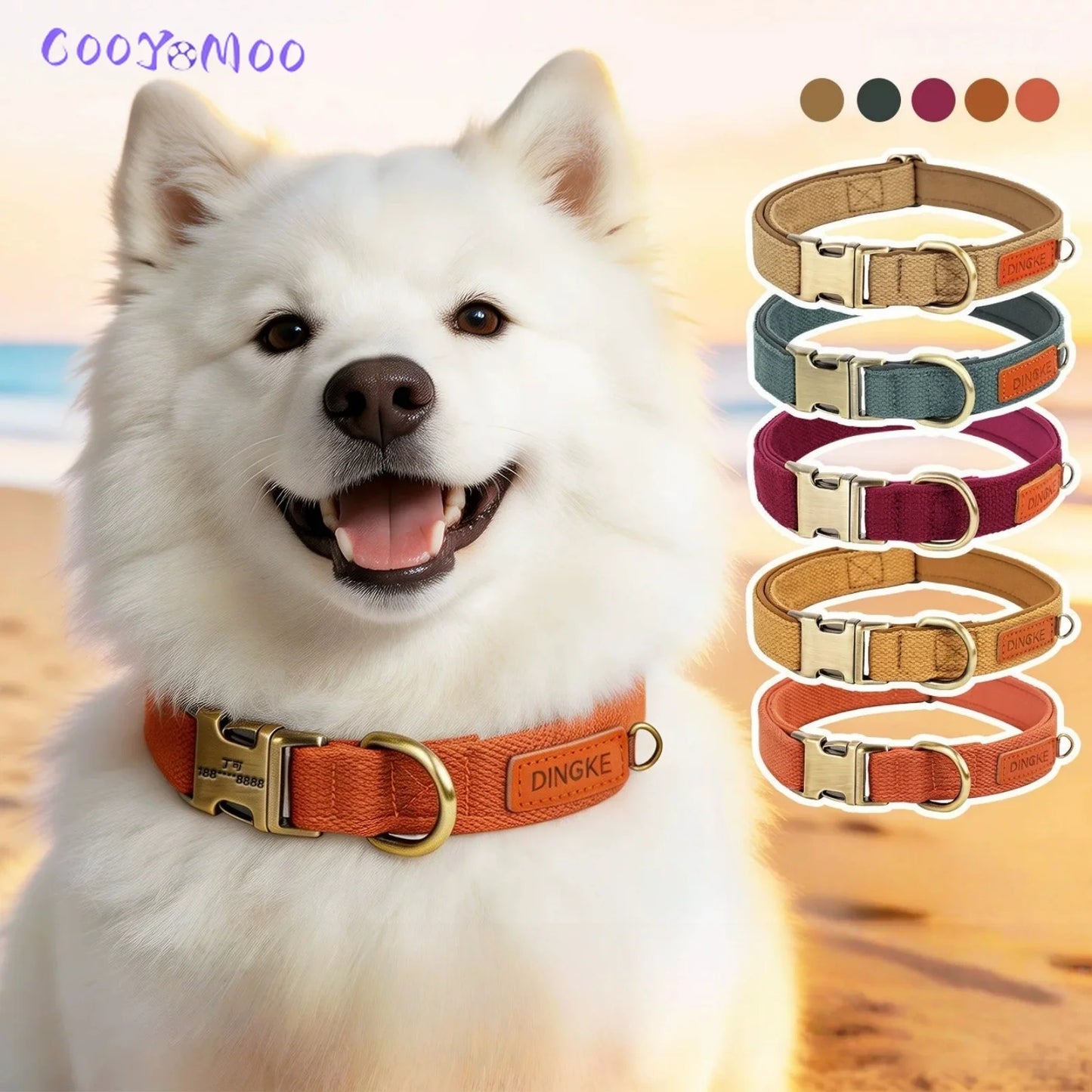 Personalized Nylon Dog Collar Adjustable Dog Collars Customized Pet ID Collar for Small Medium Large Dogs Free Engraving