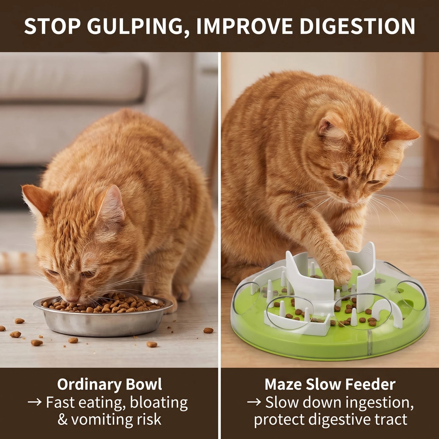 Interactive Cat Slow Feeder Puzzle Maze Toy, Anti-Choke Pet Treat Dispenser Bowl for Kitten Small Dog, Food Grade Interactive Fe