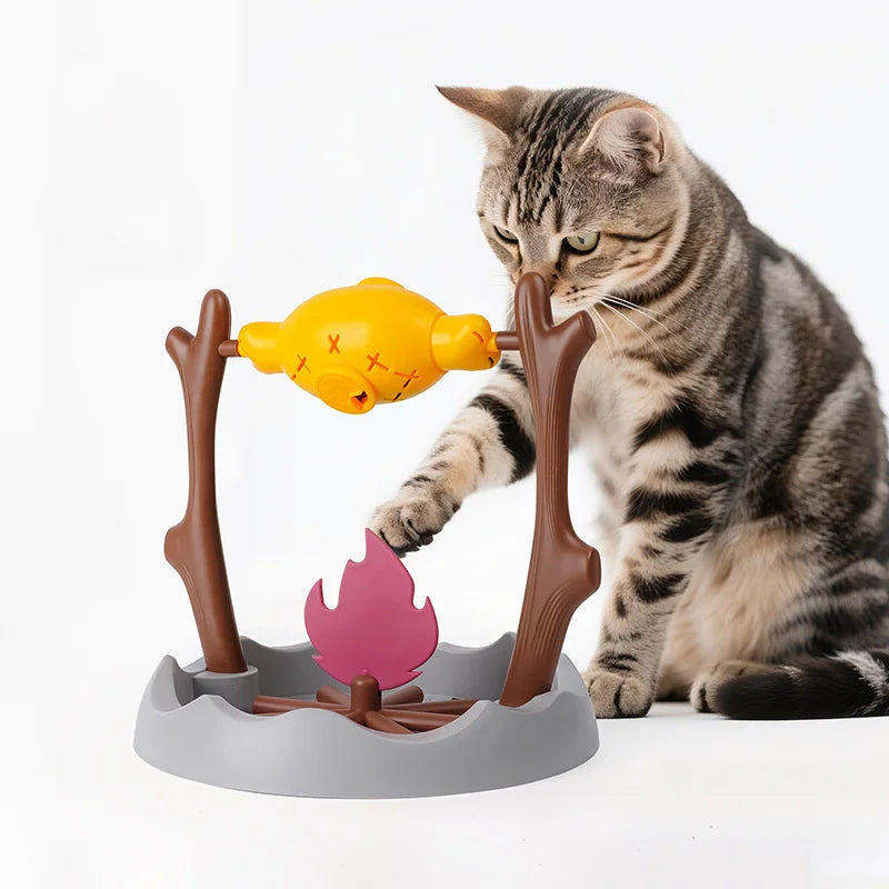 Cat and dog toys, roasted chicken leg 360° rotating food hiding and feeding device, slow-moving feeder, educational items