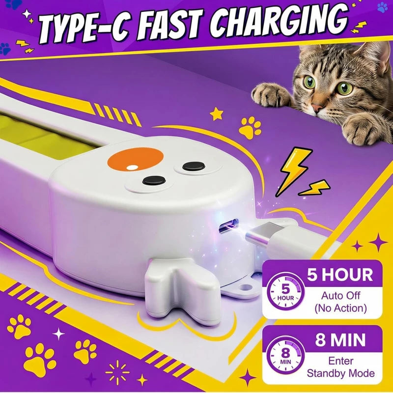 Cat Interactive Toy Auto Flying Rope Self-Play Funny Toy Pet Cat Kitten Stress Relief Caterpillar Teaser Adjustable Motion Modes