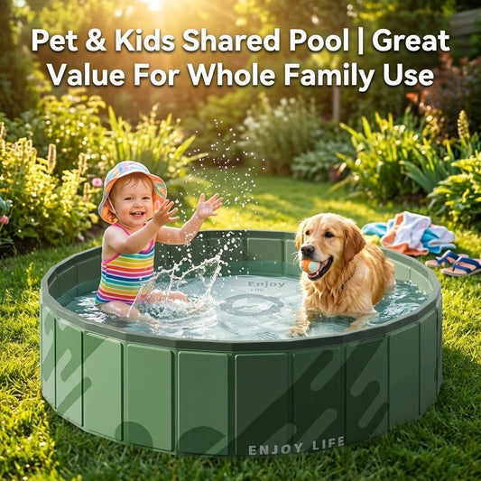 Foldable Anti-Scratch PVC Pet Bath Tub Quick Drain Multi-Purpose Dog Water Pool for Cats Kids Sand Play Thick No-Inflate Design