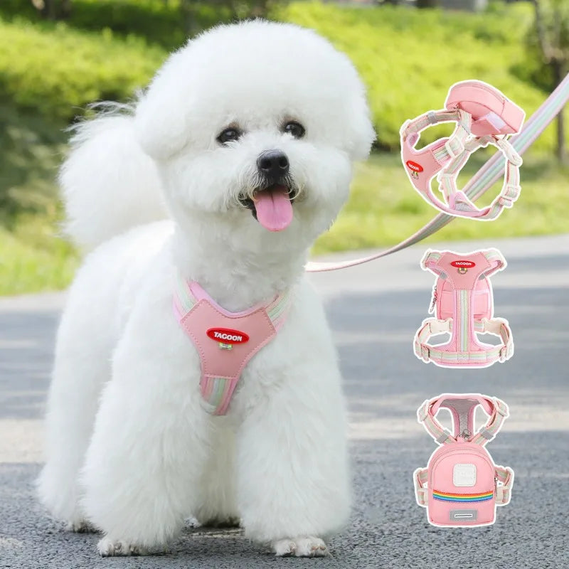 Pet Backpack Harness for Outdoor Travel, Small and Medium-sized Dog Leash, Pet Supplies, Pet Traction Rope Small Dog Accessories