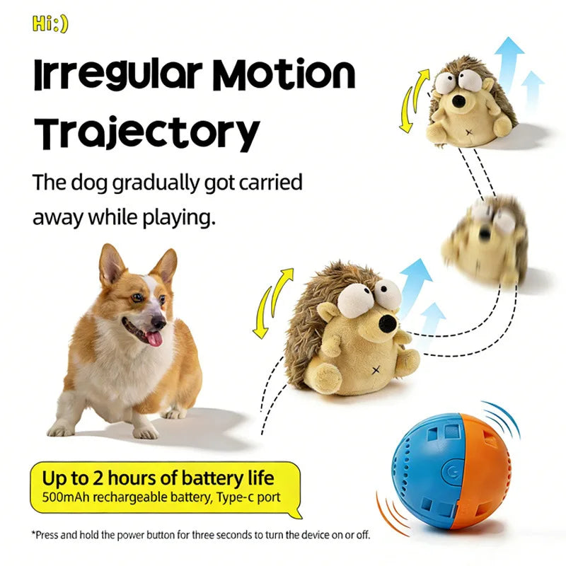 Electric plush vibrating squeaky ball dog toy for puppies, Bichon Frise and Teddy dogs