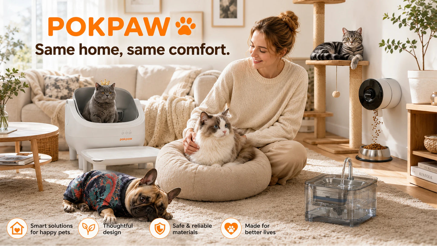 Pokpaw Automatic Self-cleaning Litter Box for Cats – 76L Large Smart Cat Toilet Open Sandbox for Cat Pet Supplies