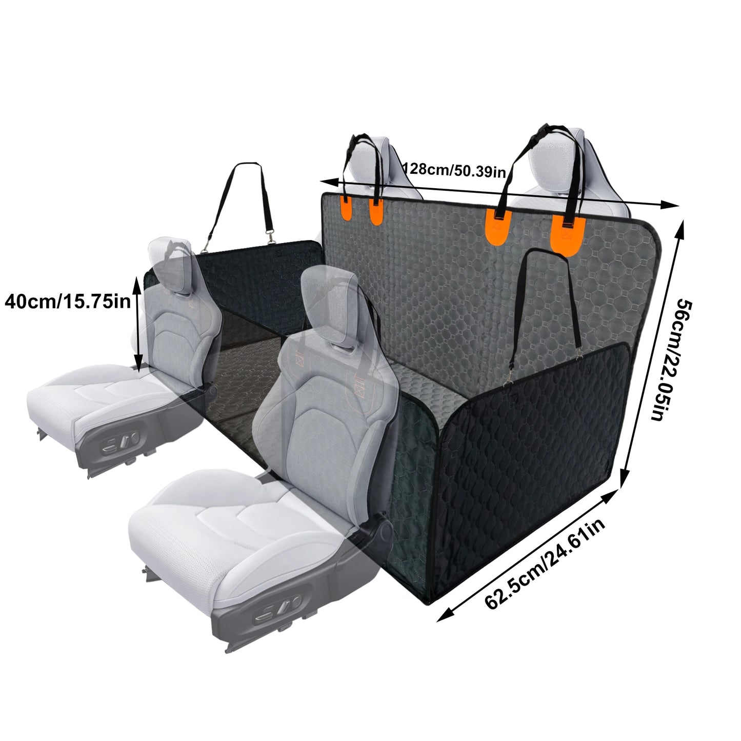 Back Seat Extender for Dogs Hard Bottom Dog Car Seat Cover Waterproof Back Seat Hammock Pet Rear Seat Protector Dog Travel Bed