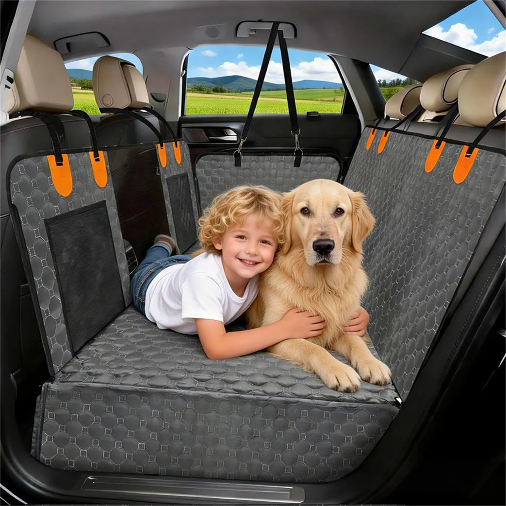 Back Seat Extender for Dogs Hard Bottom Dog Car Seat Cover Waterproof Back Seat Hammock Pet Rear Seat Protector Dog Travel Bed