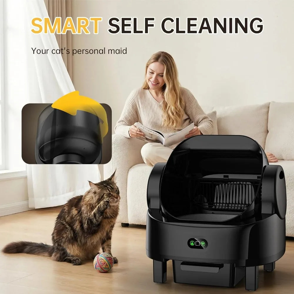 Large Open-Top Automatic Self-Cleaning Cat Litter Box, Smart APP Control, For Multiple Cats, Custom