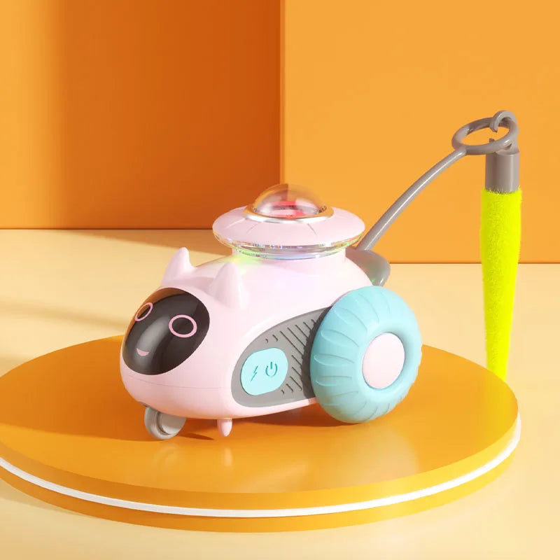 Smart Interactive Cat Toy Automatic Cat Car Funny Feather Teaser  Indoor Kitten Self Play Entertainment Long Battery Life
