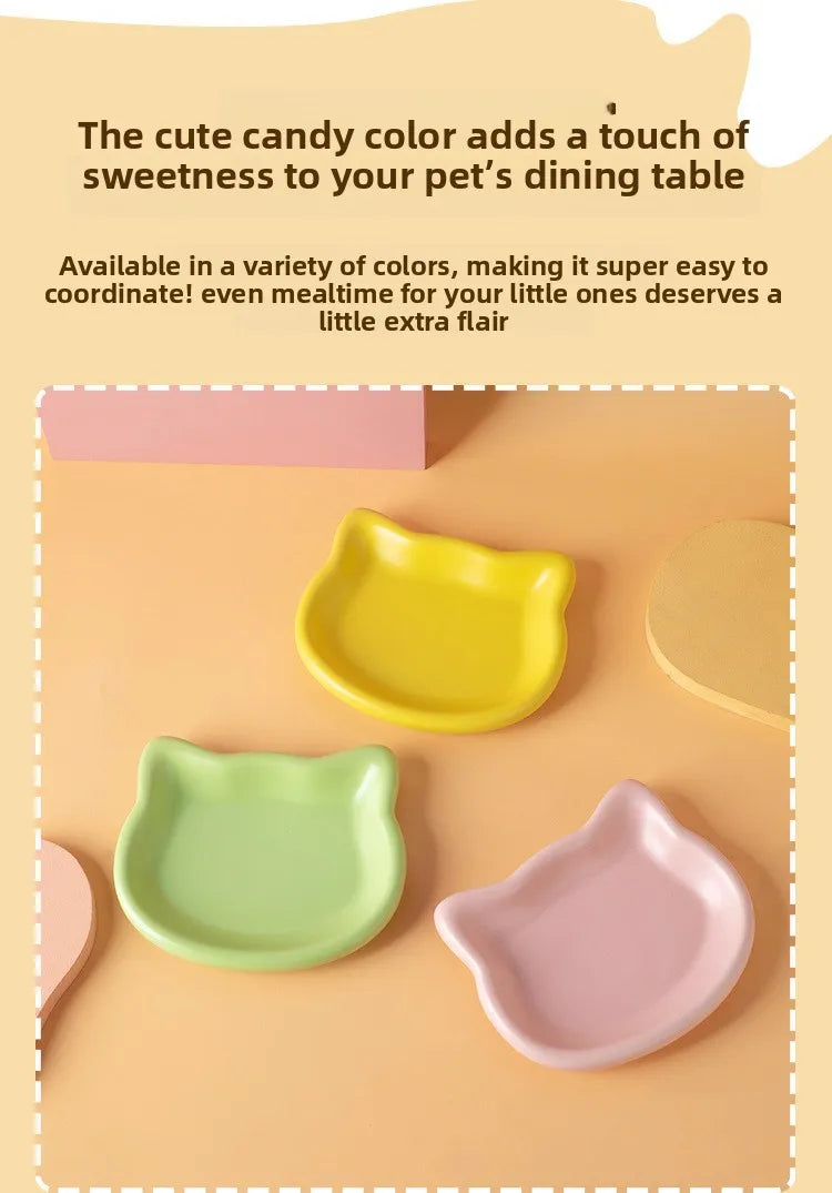 4-Color Pet Bowl Cat Food Dish Canned Snack Frozen Meal Plate for Dwarf Cats Premium Anti-Black-Nose Pet Dish Home Use Pet Bowl.