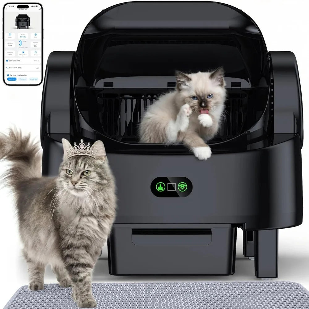 Large Open-Top Automatic Self-Cleaning Cat Litter Box, Smart APP Control, For Multiple Cats, Custom