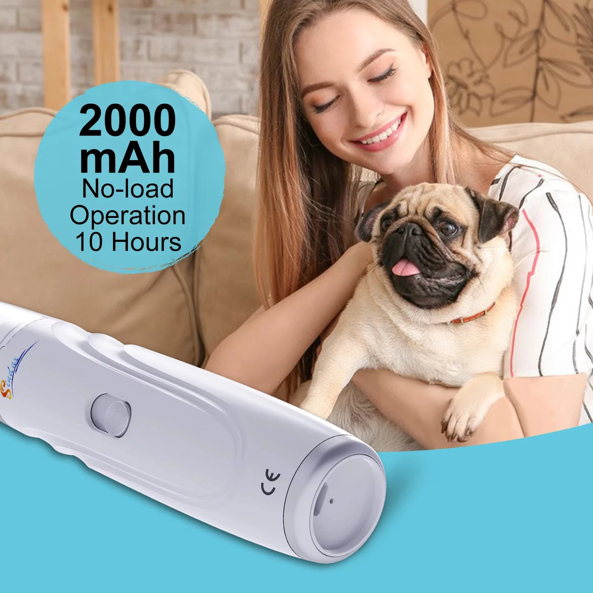 Professional 2-Speed Dog Nail Grinder with 3 Ports - USB Rechargeable Electric Pet Paw Trimmer for Small, Medium & Large Dogs